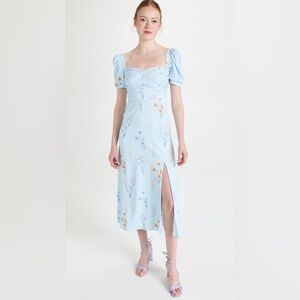 Baby Blue Floral Midi Dress